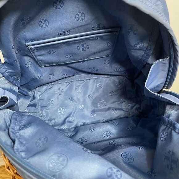 Tory Burch Ella Nylon Backpack Bag In Oceanside Light Blue School Purse 88368 - Picture 8 of 11